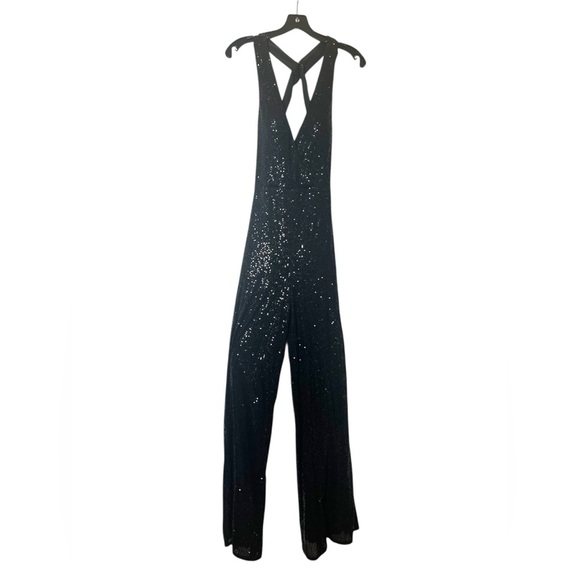 LaFemme Black Sequin Flare Pant Jumpsuit Womens Size 2 Pageant Appearance Talent - Picture 4 of 8